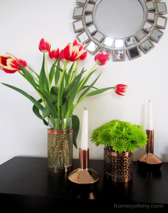 Reuse Candle Holders with Flowers