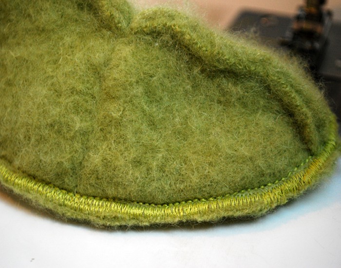 Fuzzy Bunny Slipper from Recycled Felted Sweater for Kids Crafts