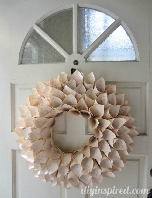 Recycled Book Pages Wreath