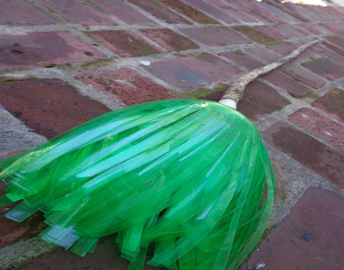 Recycled Bottles Witch Broom