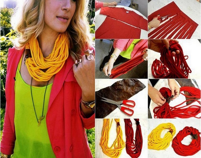 DIY Recycled Old T-shirt Scarf Idea