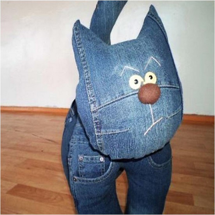 Recycled Blue Jeans Kids Toys Cat