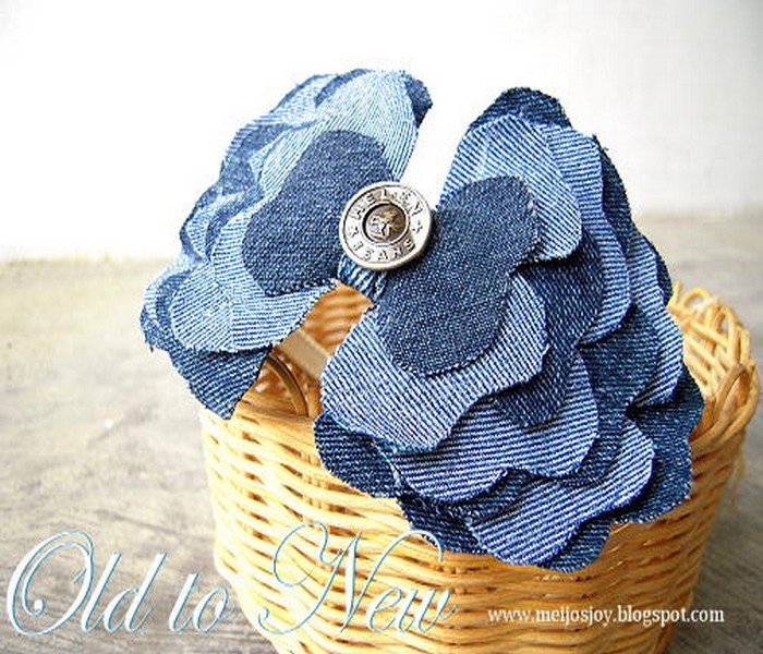 Upcycled Old Jeans Flower Decoration Piece