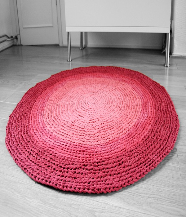 Upcycled Fabrics Crochet Rug