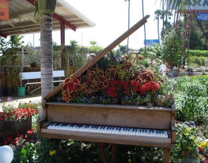 Recycled Wooden Piano Garden Decor