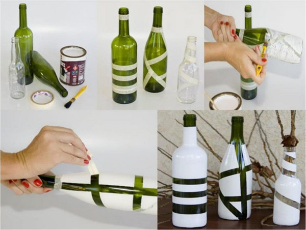 DIY Recycled Painted Bottle Flower Vase