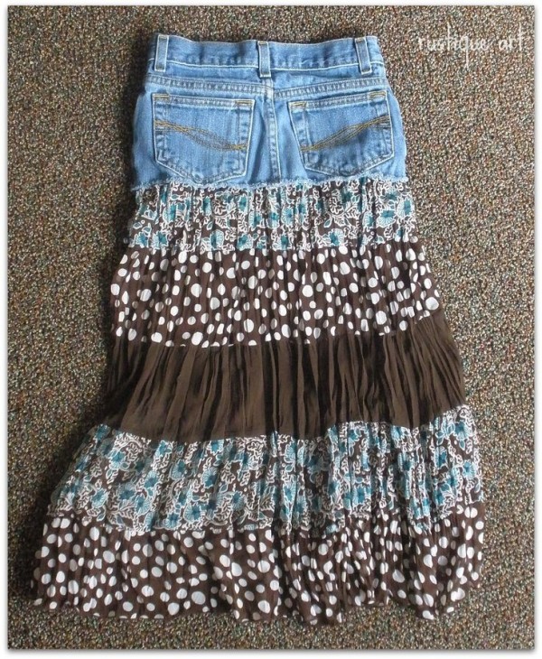 Recycled Blue Jeans into Skirt
