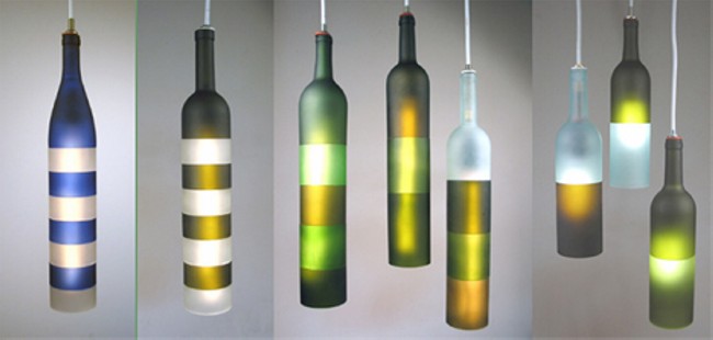 Recycled Glass Bottles Modern Lamp