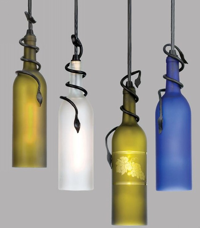 Recycled Glass Bottles Pendant Light Lamp