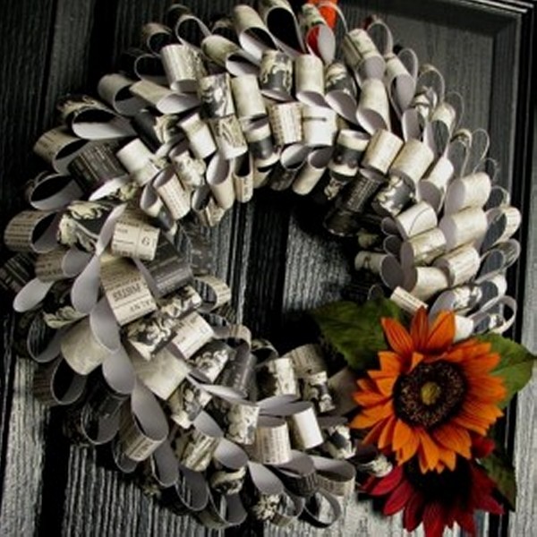 Recycled Halloween Paper Wreath