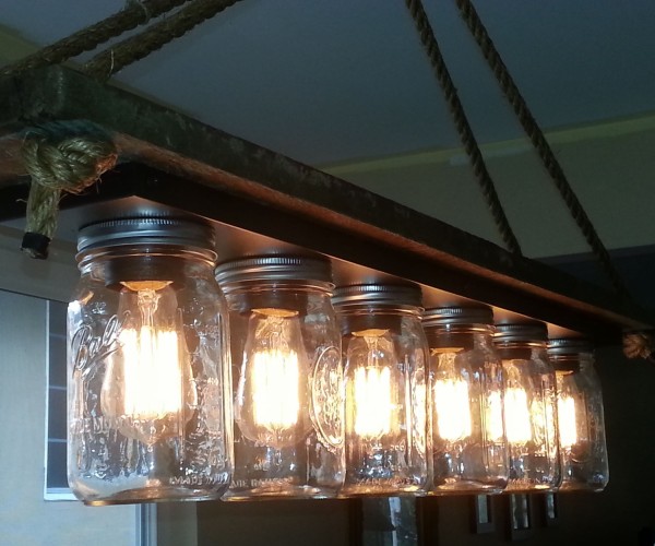 Recycled Mason Jars into Chandelier