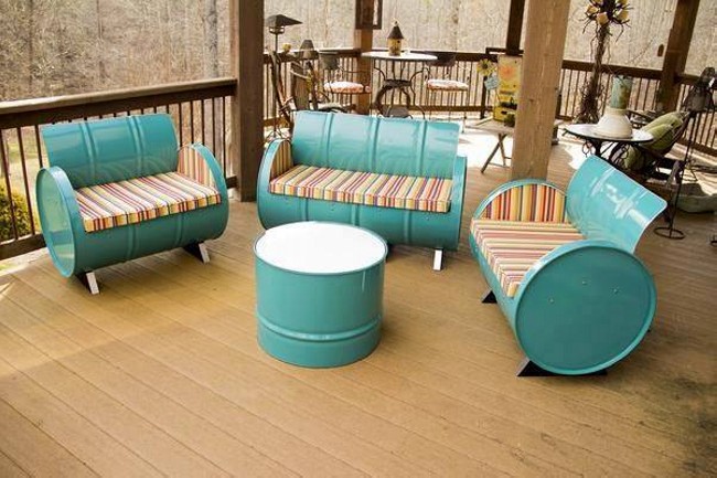 Recycled Metal Drums Furniture Project