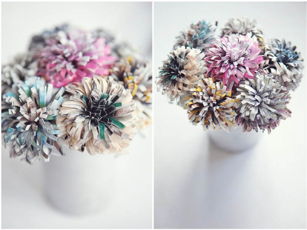 Recycled Newspaper Flowers