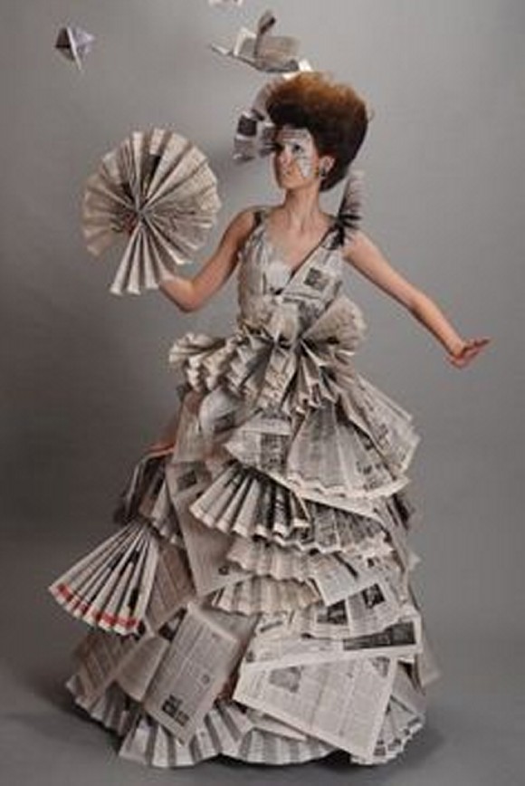 Recycled Newspaper Lady Dress