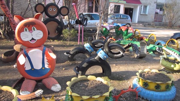 Recycled Old Tires Kids Playground