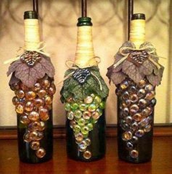 Repurposed Glass Bottles Decorating Idea