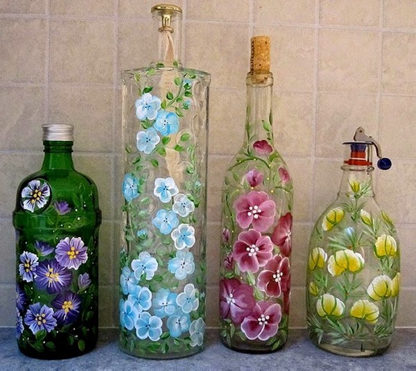 Upcycled Glass Bottles Decorating