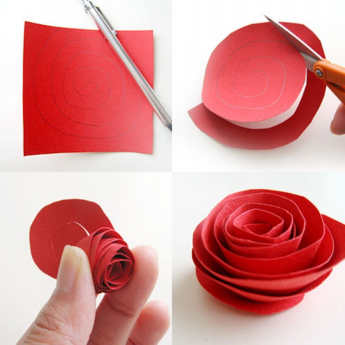 DIY Paper Red Flower