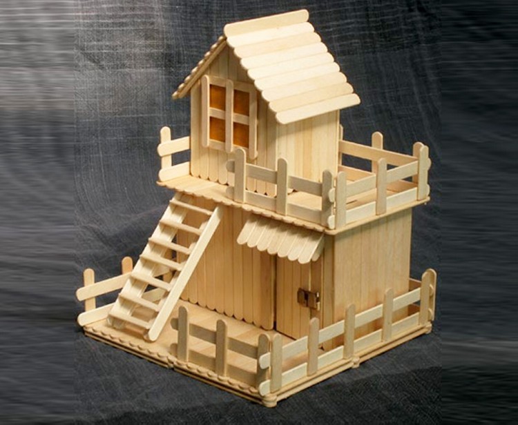 Recycled Ice Cream Sticks House for Kids