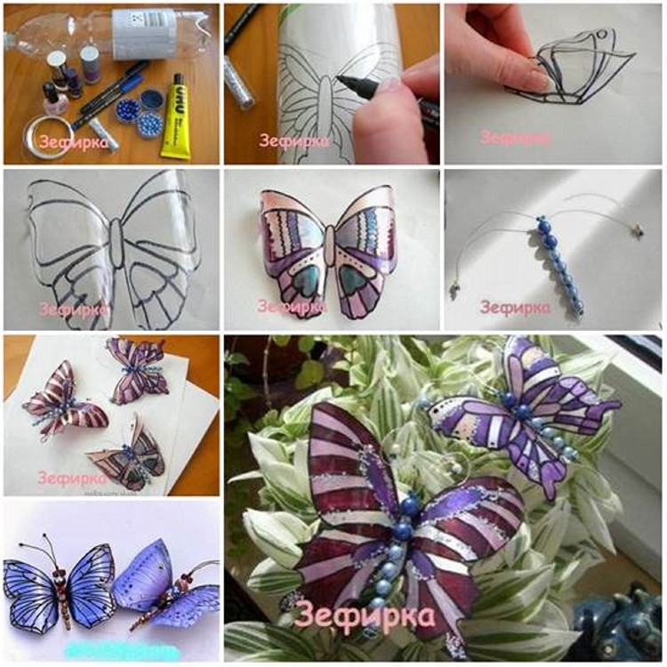 Recycled Plastic Bottles into Elegant Butterflies
