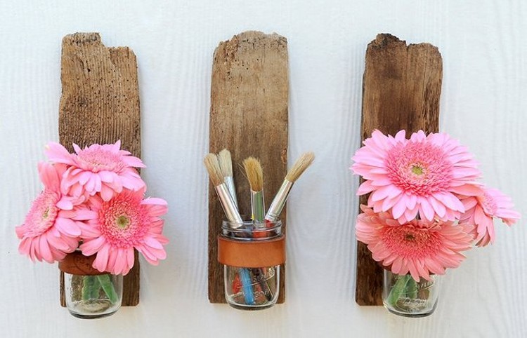 Recycled Wood & Glass Jars Home Deco