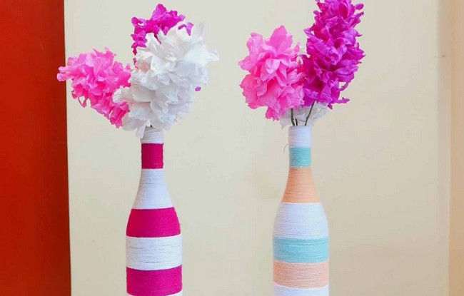 Recycled Wine Bottles Flower Vase