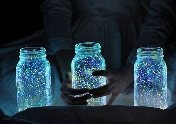 Recycled Glass Jars Fairy Glow