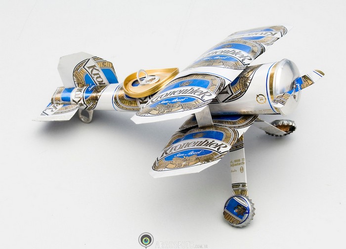 Recycled Tin Can Toy Airplane