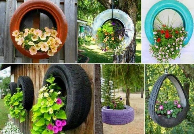 Recycled Tires Garden Decor