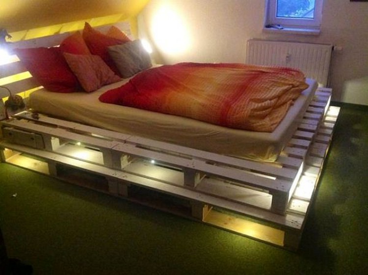 Upcycled Pallet Bed with Lights