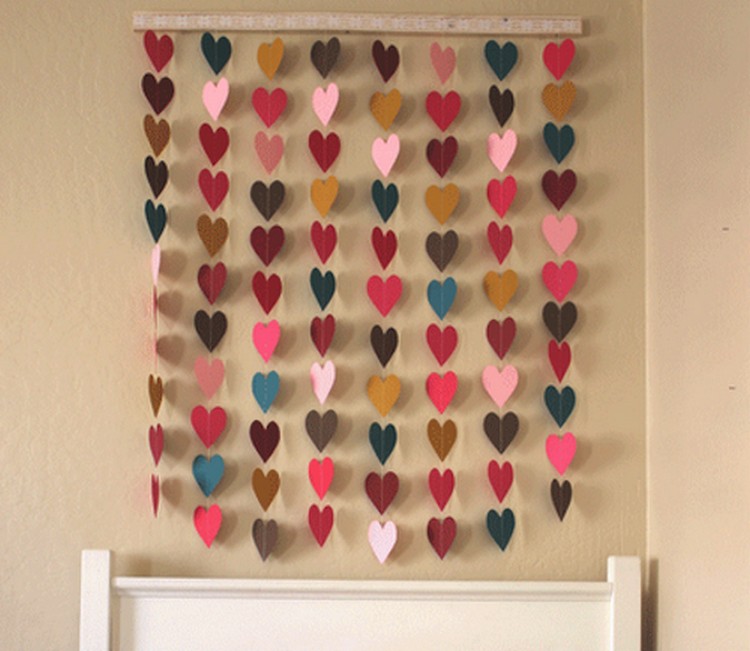 Wall Decor with Paper Hearts