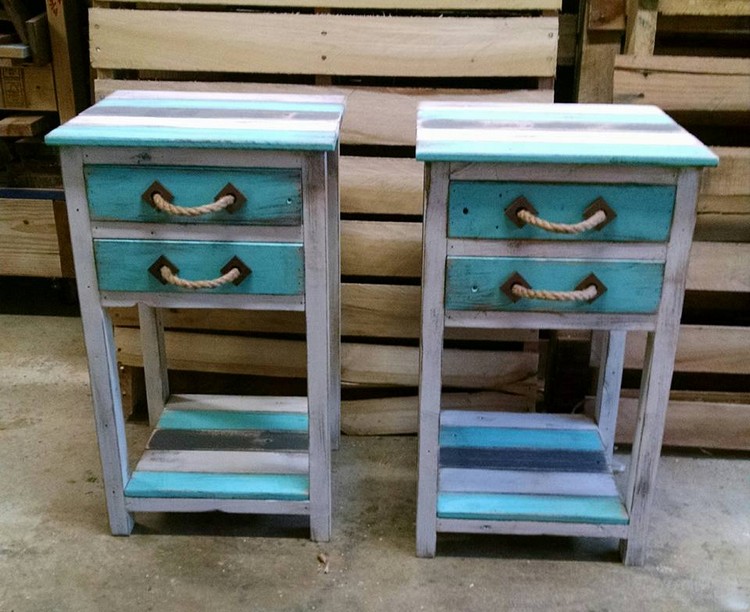 Wooden Pallet End Tables with Drawers