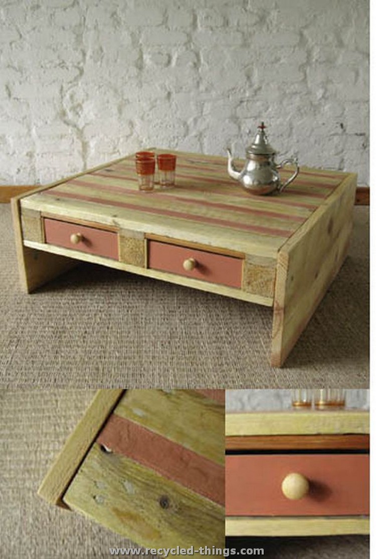 Modern Pallet Coffee Table with Drawers