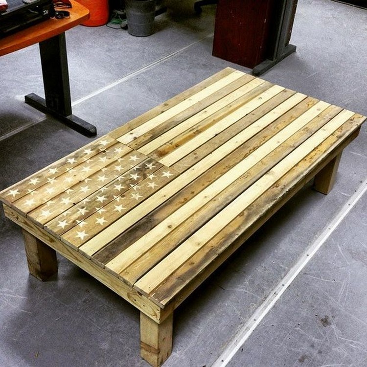 Pallet Table with American Flag