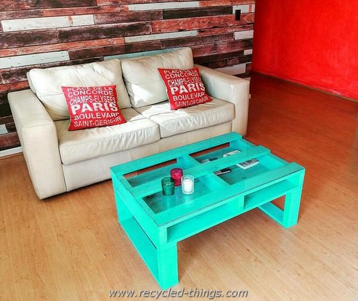 Wood Pallet Coffee Table with Glass Top