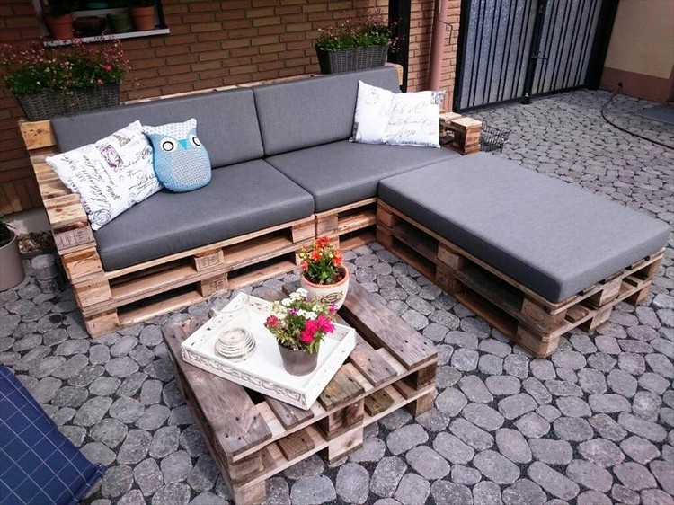 Pallet L Shaped Sofa for Patio