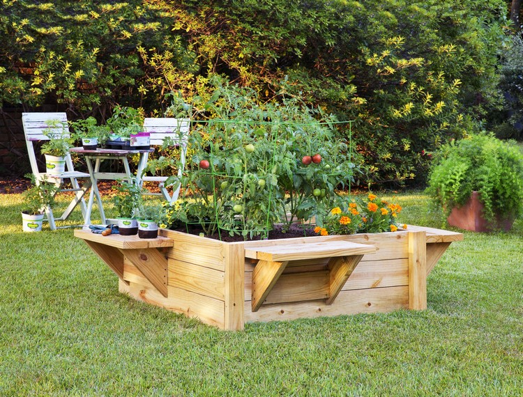 Pallet Raised Garden with Benches
