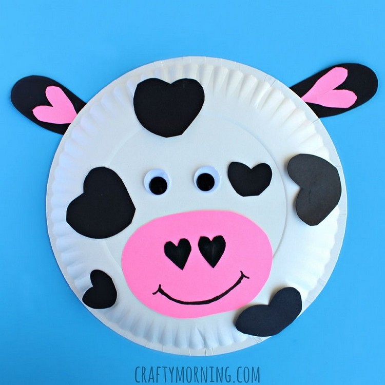 Paper Plate Heart Cow