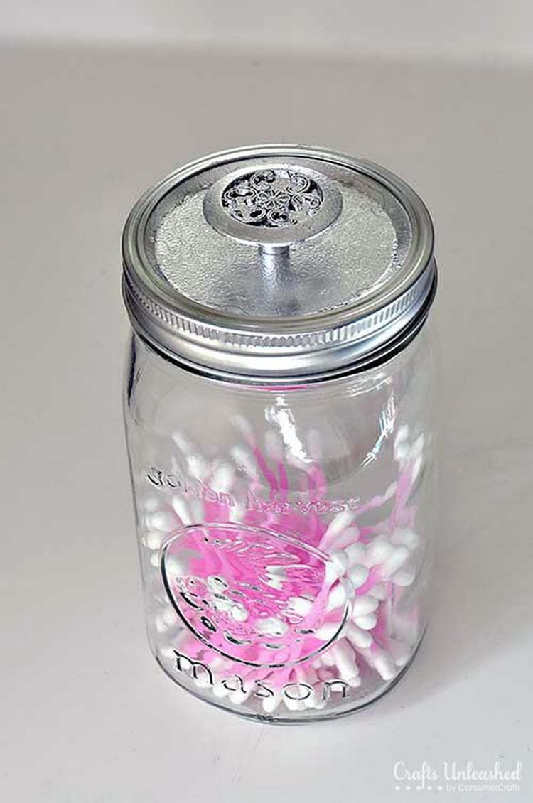 Mason Jar Storage Containers with Silver Leaf Knobs