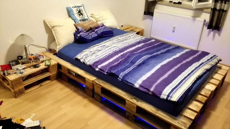 Pallet Bed with Under Lights