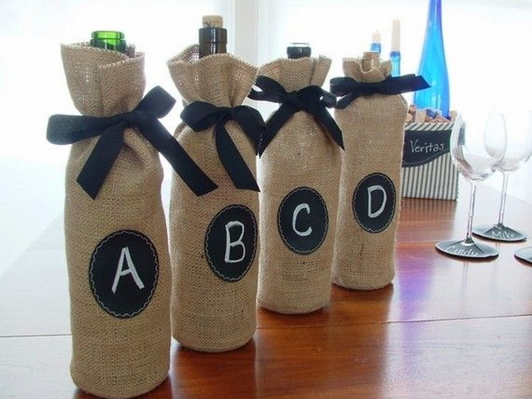 Burlap Wine Bottle Bags