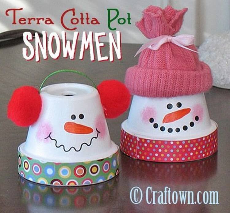 Terra Cotta Pot Snowman