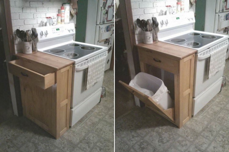 Wood Tilt Out Trash or Recycling Cabinet