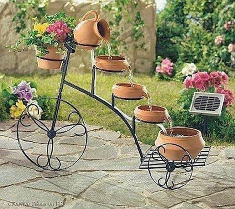 Bicycle Water Fall Garden Decorating