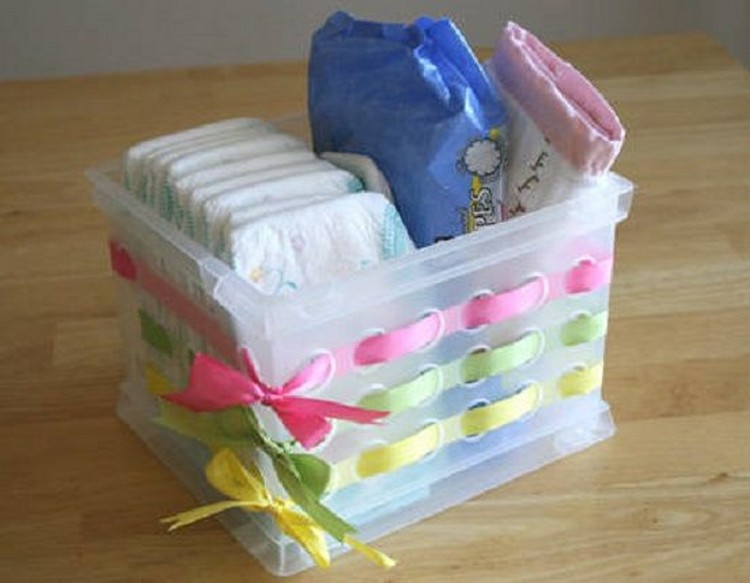 Embellish a Plastic Container with Ribbon