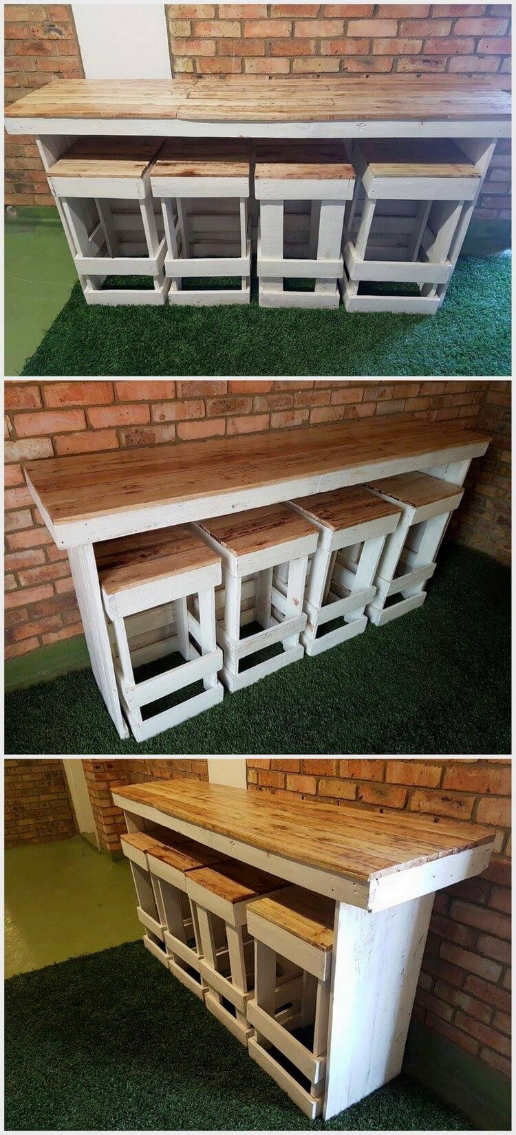 Pallet Bar Table with Stools