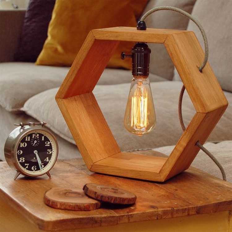 Rectangular Shape Wooden Lamp