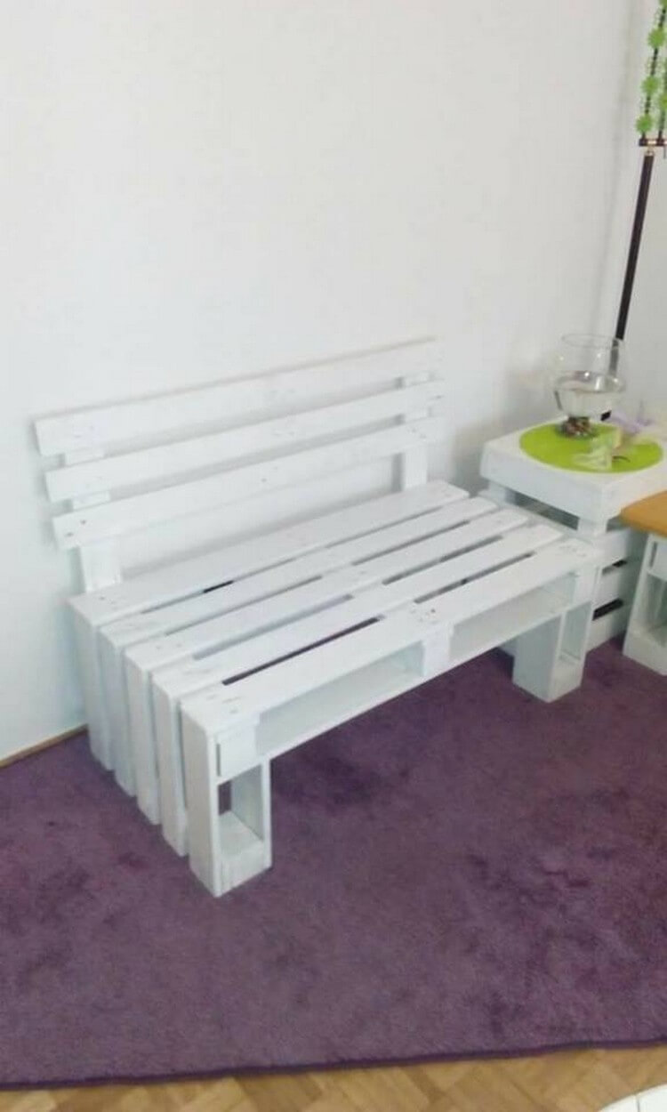 White Painted Wood Pallet Bench