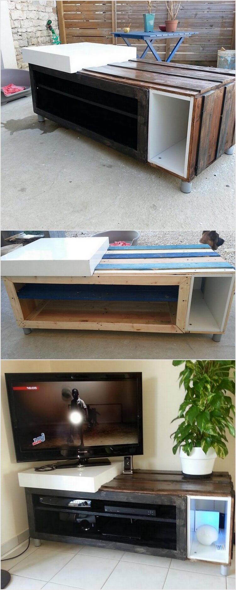 Pallet Media Table with Storage