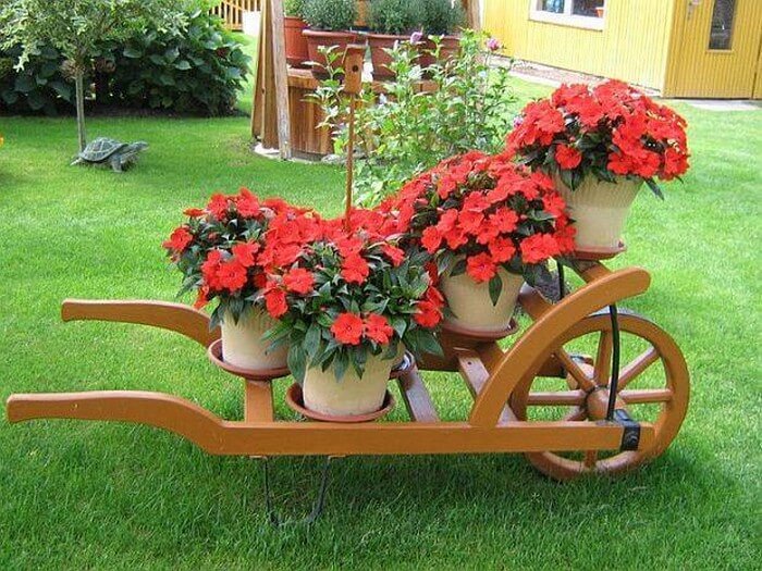 Wheel Baroow Garden Plants Stand